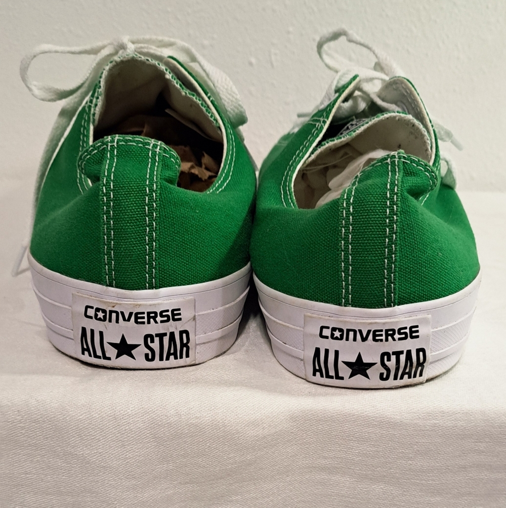 Converse Green Canvas Low-Top Sneakers with White Accents sz. 14 m/16w - Picture 3 of 6